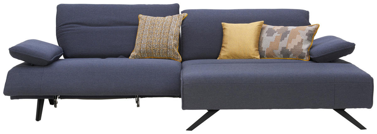 ECKSOFA in Flachgewebe Dunkelblau  - Anthrazit/Dunkelblau, Design, Textil/Metall (280/164cm) - Johann Jakob