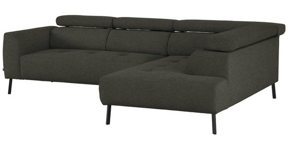 ECKSOFA in Chenille Graubraun  280/205 cm  - Graubraun/Schwarz, Design, Textil/Metall (280/205cm) - Xora