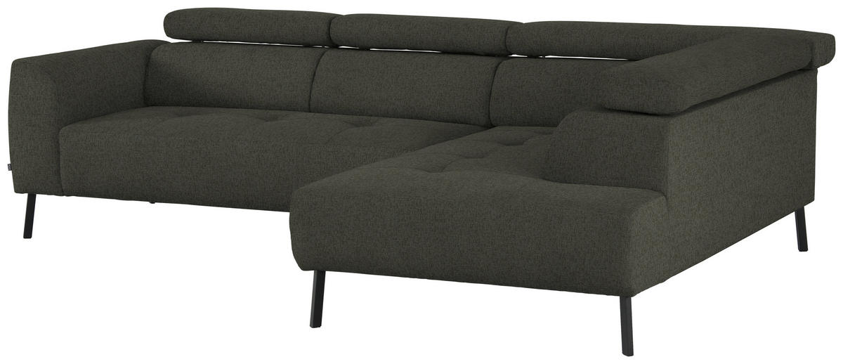 ECKSOFA in Chenille Graubraun  280/205 cm  - Graubraun/Schwarz, Design, Textil/Metall (280/205cm) - Xora
