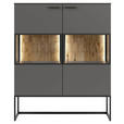 HIGHBOARD 120,3/147/42,4 cm  - Eichefarben/Grau, Design, Glas/Holz (120,3/147/42,4cm) - Moderano