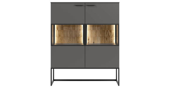 HIGHBOARD 120,3/147/42,4 cm  - Eichefarben/Grau, Design, Glas/Holz (120,3/147/42,4cm) - Moderano