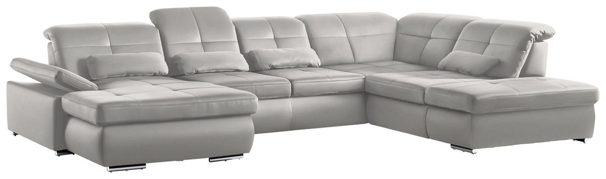 WOHNLANDSCHAFT  in Mikrofaser Creme  - Chromfarben/Creme, Design, Textil (195/371/260cm) - Beldomo Style