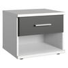 SÄNGBORD i grafitfärgad, vit  - vit/aluminiumfärg, Klassisk, trämaterial/plast (46/38/40cm) - Carryhome