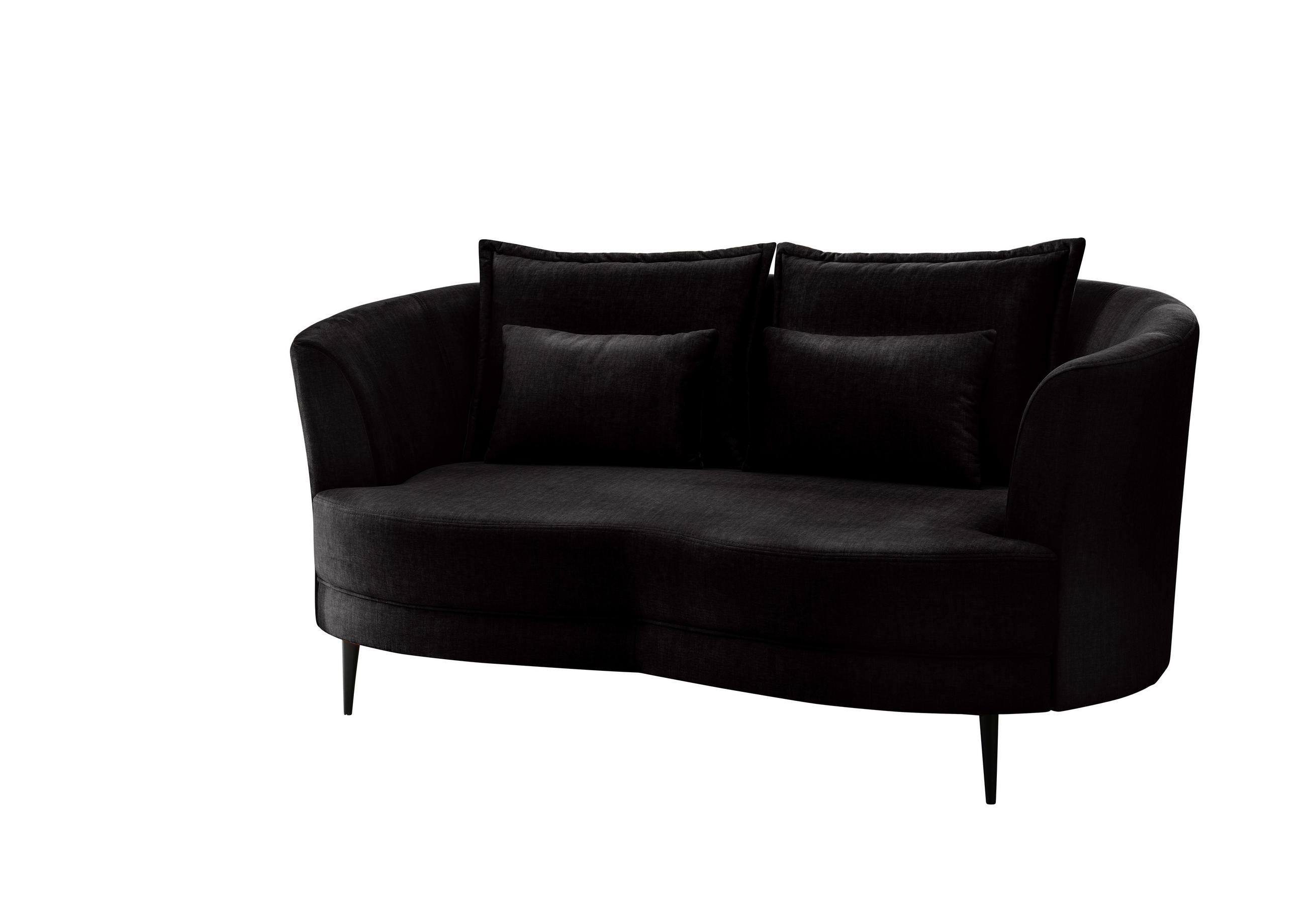 2-SITZER-SOFA Velours Anthrazit  - Anthrazit/Schwarz, MODERN, Textil/Metall (179/85/101cm) - Livetastic