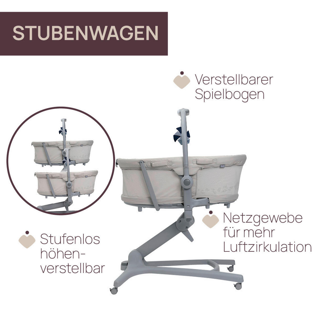 STUBENWAGEN BABY HUG PRO   - Beige, Basics (85/60/88-122cm) - Chicco