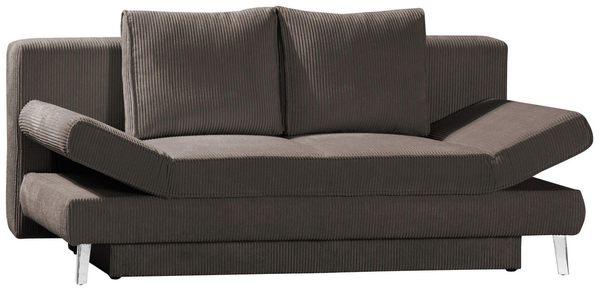 SCHLAFSOFA in Cord Braun  - Chromfarben/Braun, Design, Textil/Metall (200/85/90cm) - Xora