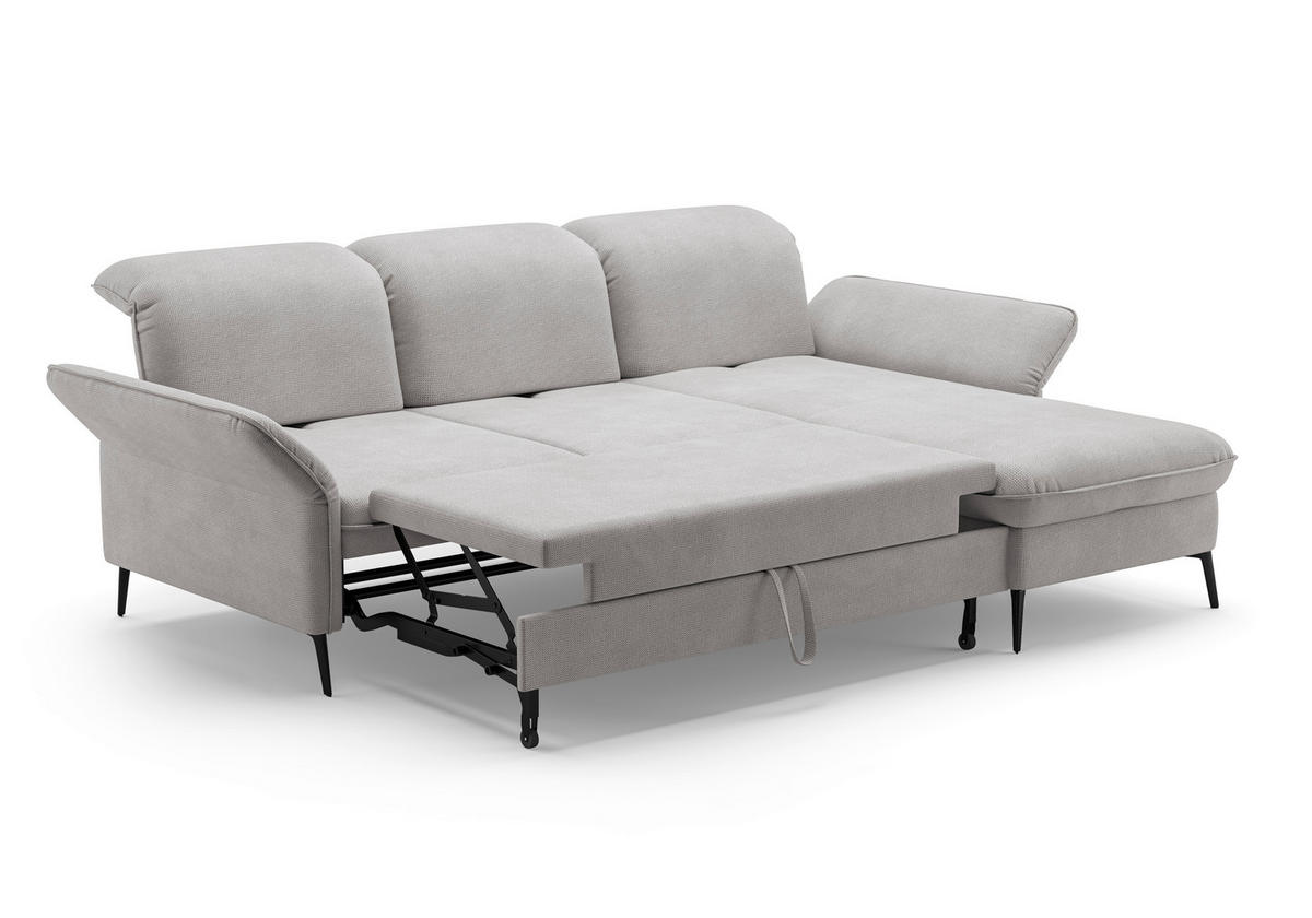 ECKSOFA in Flachgewebe Silberfarben  - Silberfarben/Schwarz, Konventionell, Textil/Metall (264/198cm) - Sit & More