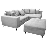 Ecksofa inkl. Hocker tekstil  svijetlo siva   - svijetlo siva/crna, Design, tekstil/drvo (247/174cm) - MID.YOU