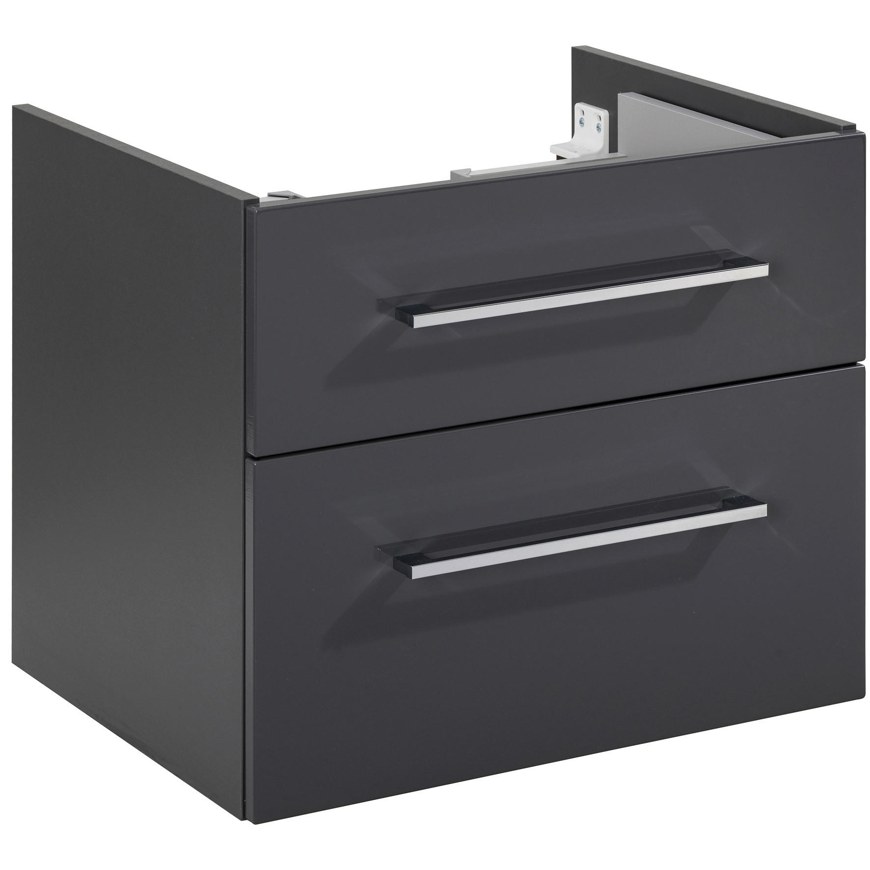Voleo Waschtischunterschrank Lara Anthrazit, Chrom, Anthrazit Hochglanz 60x48.8x50.9 cm
