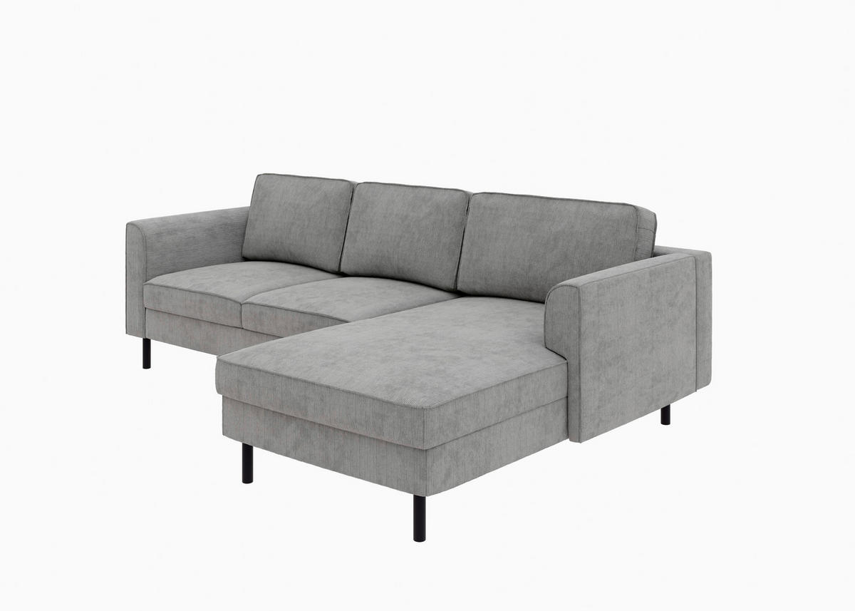 ECKSOFA  in Cord Dunkelgrau  232/161 cm  - Dunkelgrau/Schwarz, MODERN, Textil/Metall (232/161cm) - Trendmanufaktur