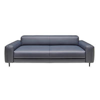 3-SITZER-SOFA Echtleder Dunkelblau  - Anthrazit/Dunkelblau, Design, Leder/Metall (230/70/109cm) - Johann Jakob