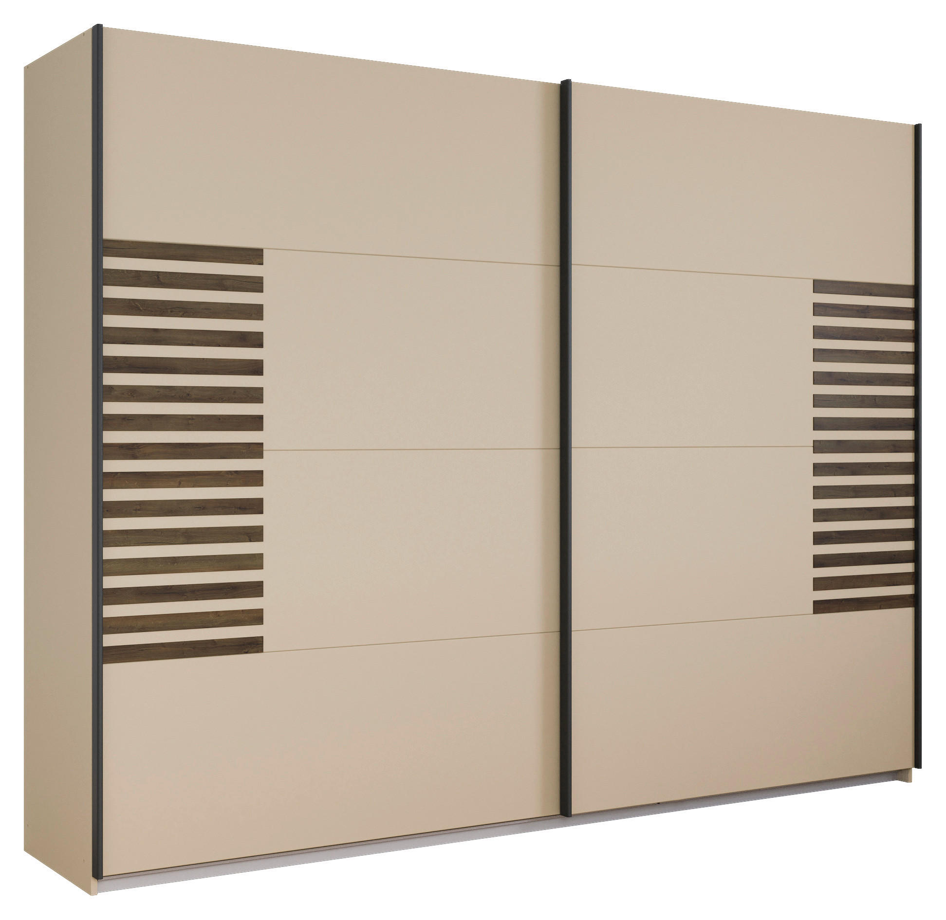 SCHWEBETÜRENSCHRANK in Champagner, Eiche dunkel - Eiche dunkel/Champagner, Modern, Holzwerkstoff/Metall (271/210/62cm) - Rauch Möbel