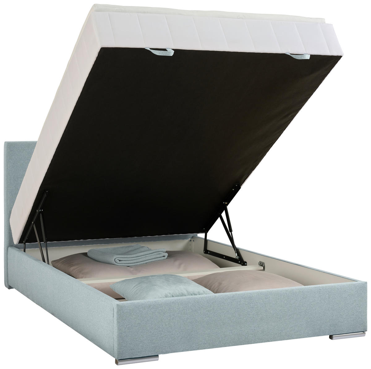 BOXBETT 90/200 cm  in Hellblau  - Chromfarben/Hellblau, Konventionell, Kunststoff/Textil (90/200cm) - Carryhome