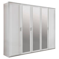 DREHTÜRENSCHRANK 225/210/58 cm,  in Weiß, 5-türig  - Silberfarben/Weiß, KONVENTIONELL, Glas/Holzwerkstoff (225/210/58cm) - MID.YOU