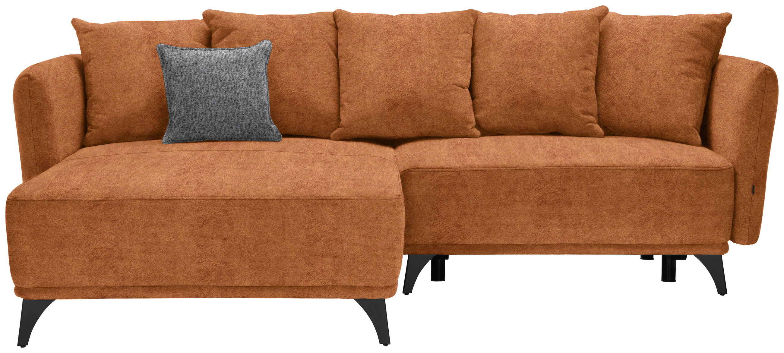 ECKSOFA in Chenille Cognac  172/255 cm  - Cognac/Schwarz, LIFESTYLE, Textil/Metall (172/255cm) - Carryhome