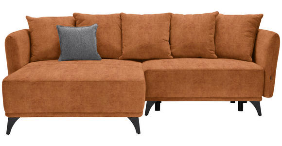 ECKSOFA in Chenille Cognac  - Cognac/Schwarz, LIFESTYLE, Textil/Metall (172/255cm) - Carryhome