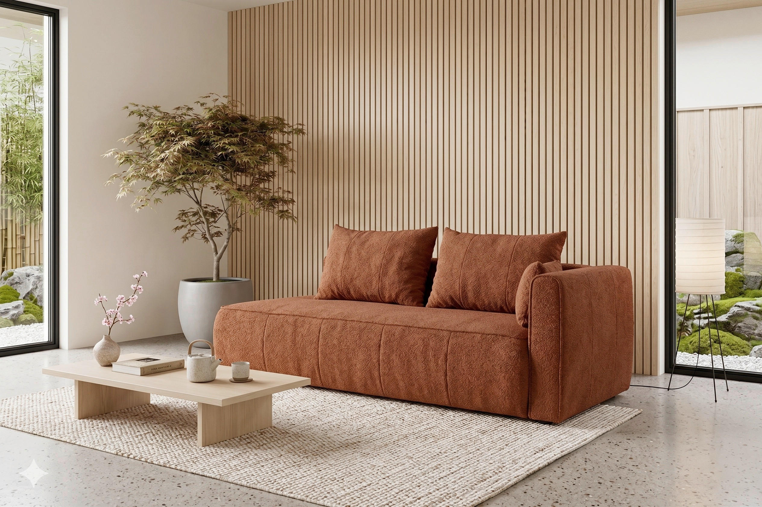 RÉCAMIERE HEVIA Rostfarben Bouclé  inkl.  - Rostfarben/Schwarz, Design, Kunststoff/Textil (235/97/98cm) - MID.YOU