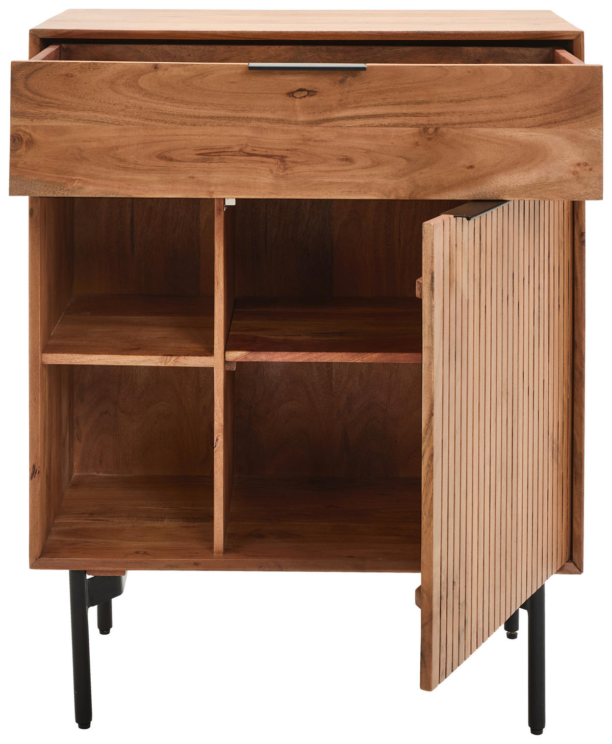 KOMMODE Doha  in 80/101/42 cm  - Schwarz/Naturfarben, KONVENTIONELL, Holz/Metall (80/101/42cm) - Livetastic