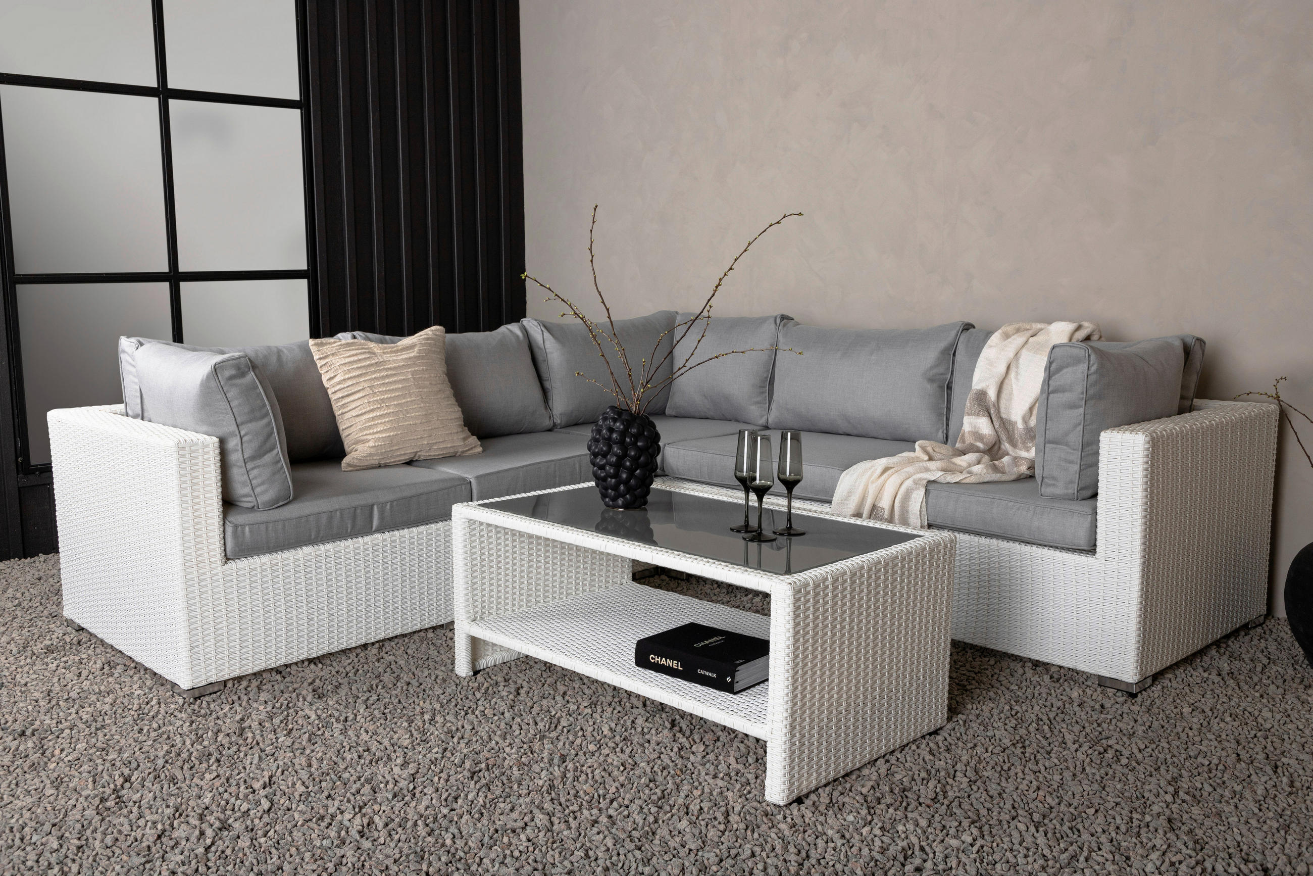 LOUNGEGARNITUR 87/249 cm  - Hellgrau, KONVENTIONELL, Kunststoff (87/249cm) - Gardenson