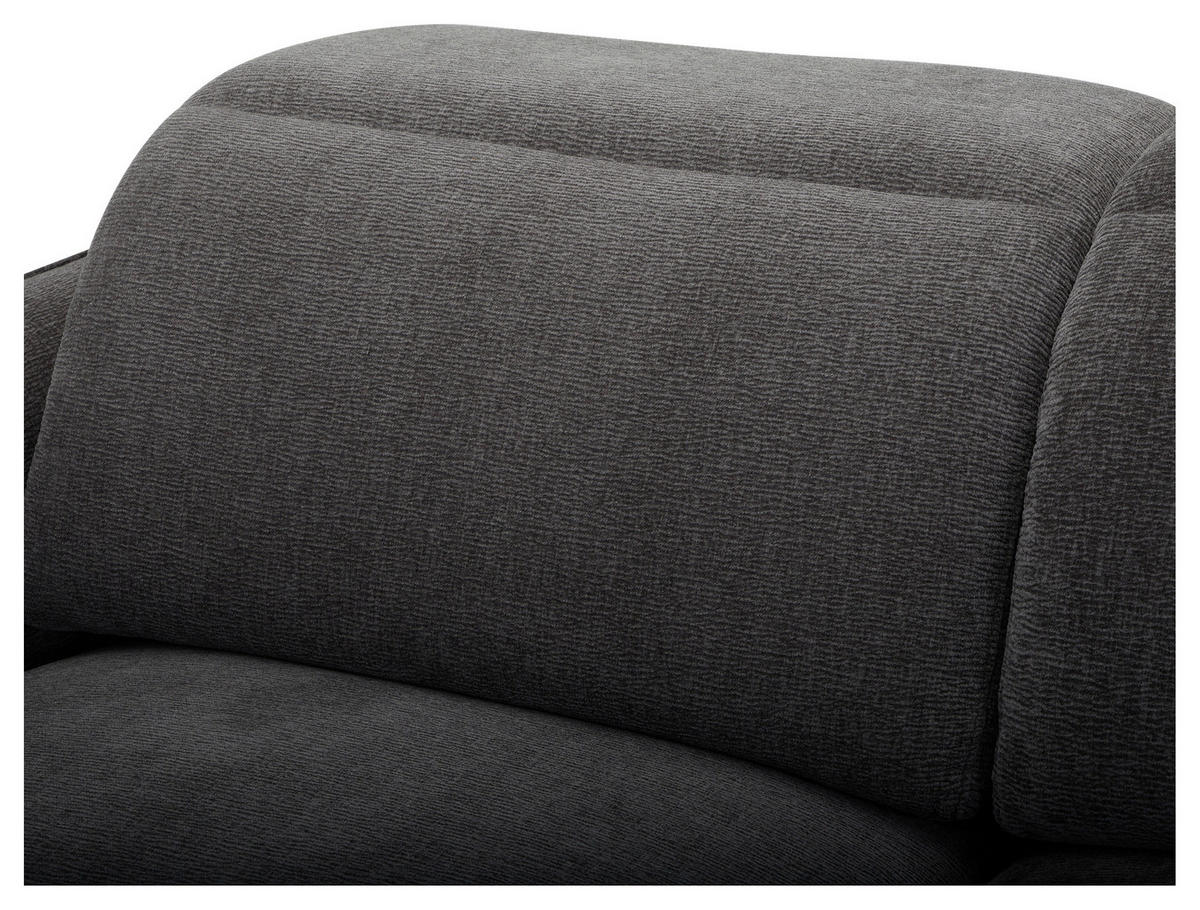 3-SITZER-SOFA in Flachgewebe Dunkelgrau  - Dunkelgrau/Schwarz, Lifestyle, Textil/Metall (198/83/107/111cm) - Livetastic