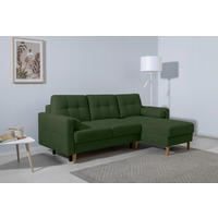 ECKSOFA Noret Grün Rückenkissen, Armlehnenkissen, Bettkasten, Schlaffunktion  - Buchefarben/Grün, Design, Holz/Textil (223/157cm) - MID.YOU