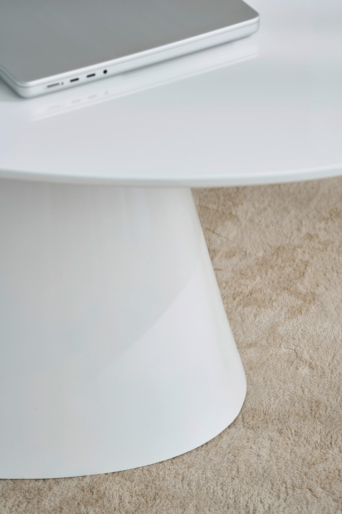 COUCHTISCH 110/60/40 cm oval Weiß Hochglanz  - Weiß Hochglanz, Basics, Holzwerkstoff (110/60/40cm) - MID.YOU