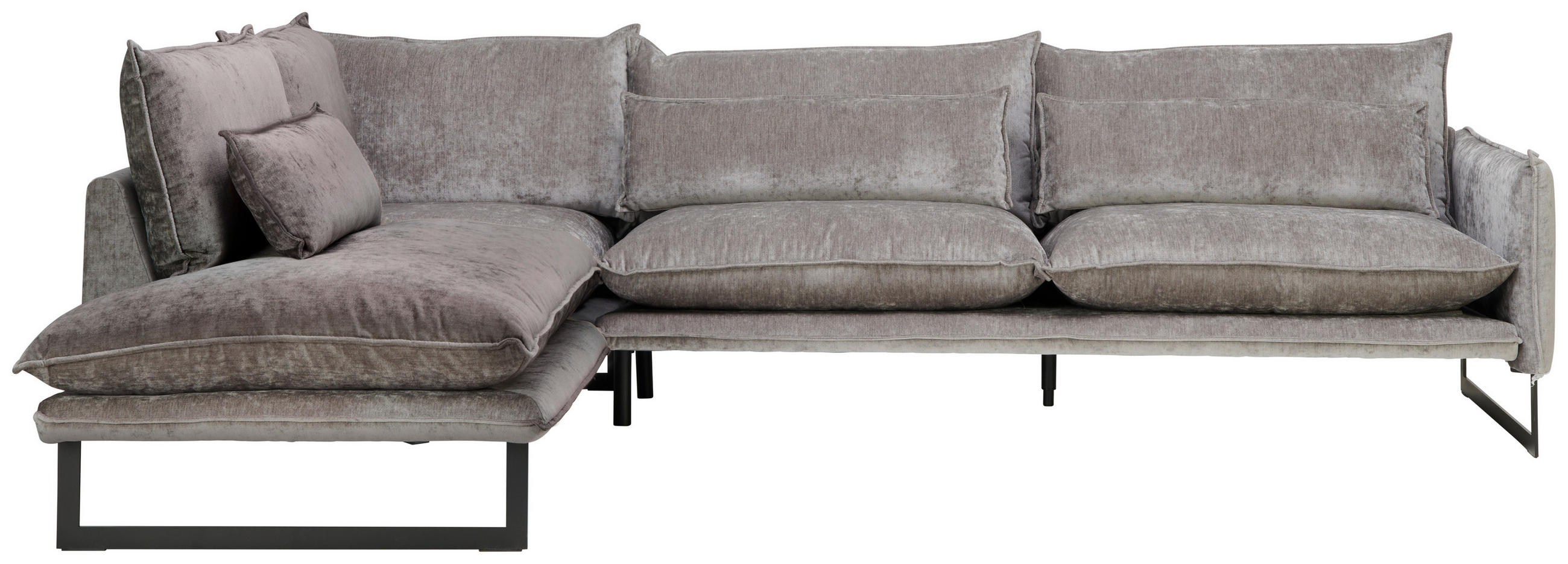 ECKSOFA in Flachgewebe Taupe  - Taupe/Schwarz, Design, Textil/Metall (210/310cm) - Livetastic