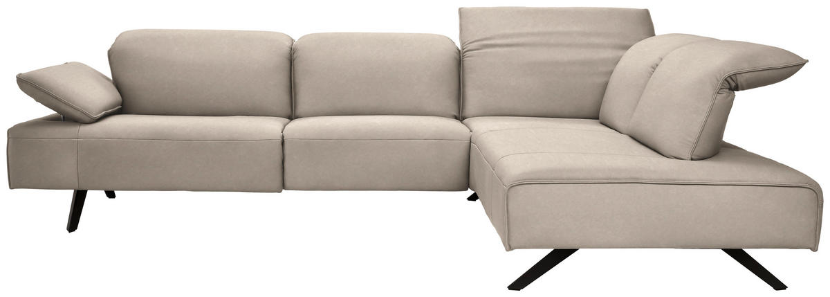 ECKSOFA Echtleder Beige  - Anthrazit/Beige, Design, Leder/Metall (290/230cm) - Johann Jakob