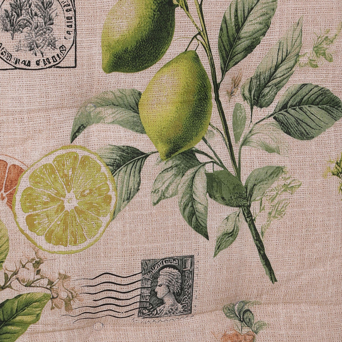 SESSELAUFLAGE Zitronen  - Sandfarben, Design, Textil (100/7/50cm)