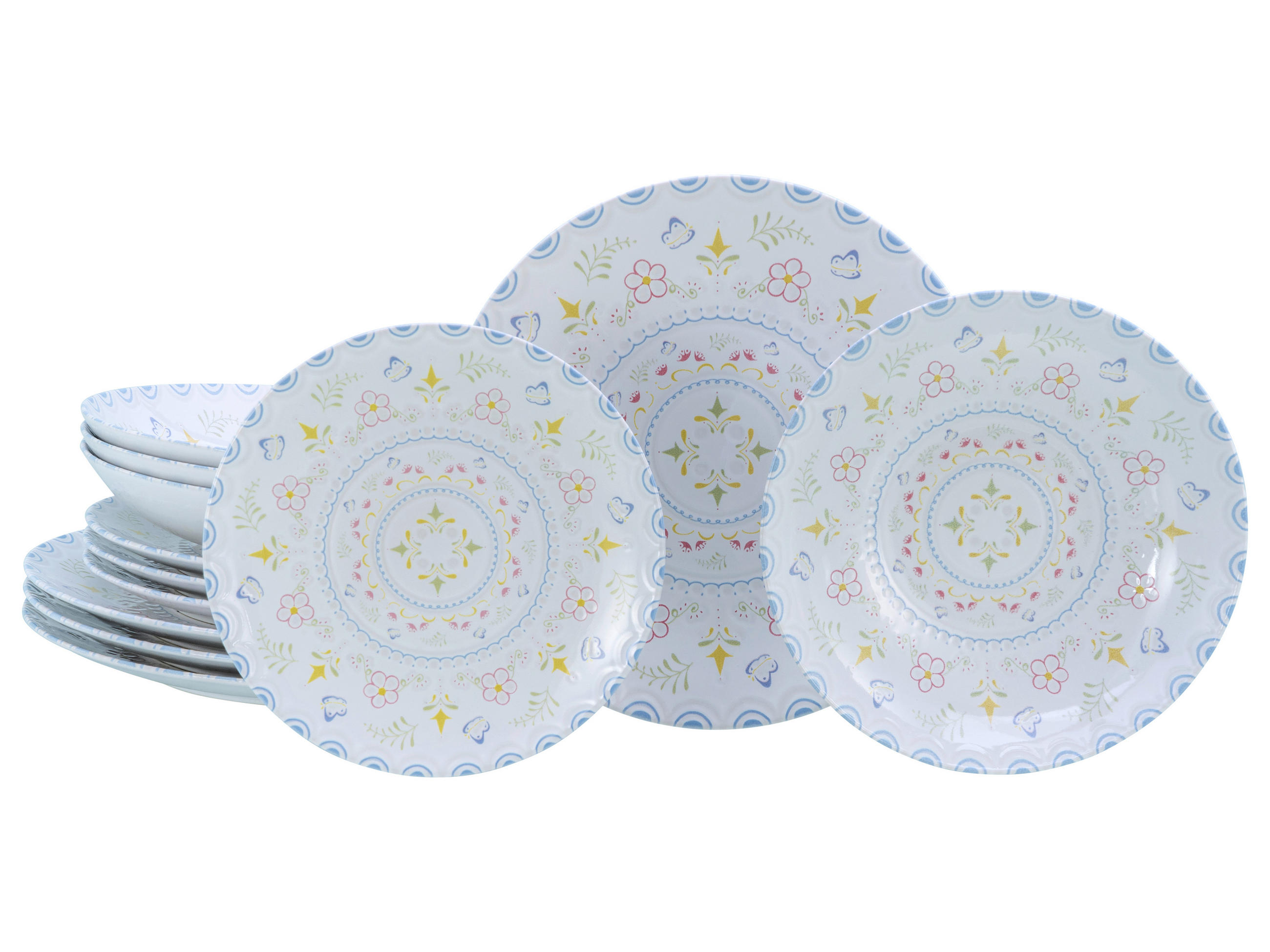 TAFELSERVICE Multicolor, Weiß Primavera Pastell 12-teilig  - Multicolor/Weiß, Basics, Keramik - Creatable