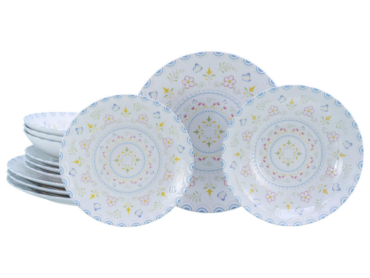 TAFELSERVICE Multicolor, Weiß Primavera Pastell 12-teilig  - Multicolor/Weiß, Basics, Keramik - Creatable