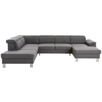 WOHNLANDSCHAFT inkl.Funktionen Grau Webstoff  - Silberfarben/Grau, Design, Textil/Metall (226/320/168cm) - Xora