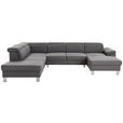 WOHNLANDSCHAFT inkl.Funktionen Grau Webstoff  - Silberfarben/Grau, Design, Textil/Metall (226/320/168cm) - Xora