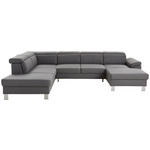 WOHNLANDSCHAFT inkl.Funktionen Grau Webstoff  - Silberfarben/Grau, Design, Textil/Metall (226/320/168cm) - Xora