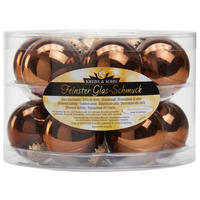 JULGRANSKULOR SET 6 cm 12 delar  - ljusbrun, Klassisk, glas (6cm)