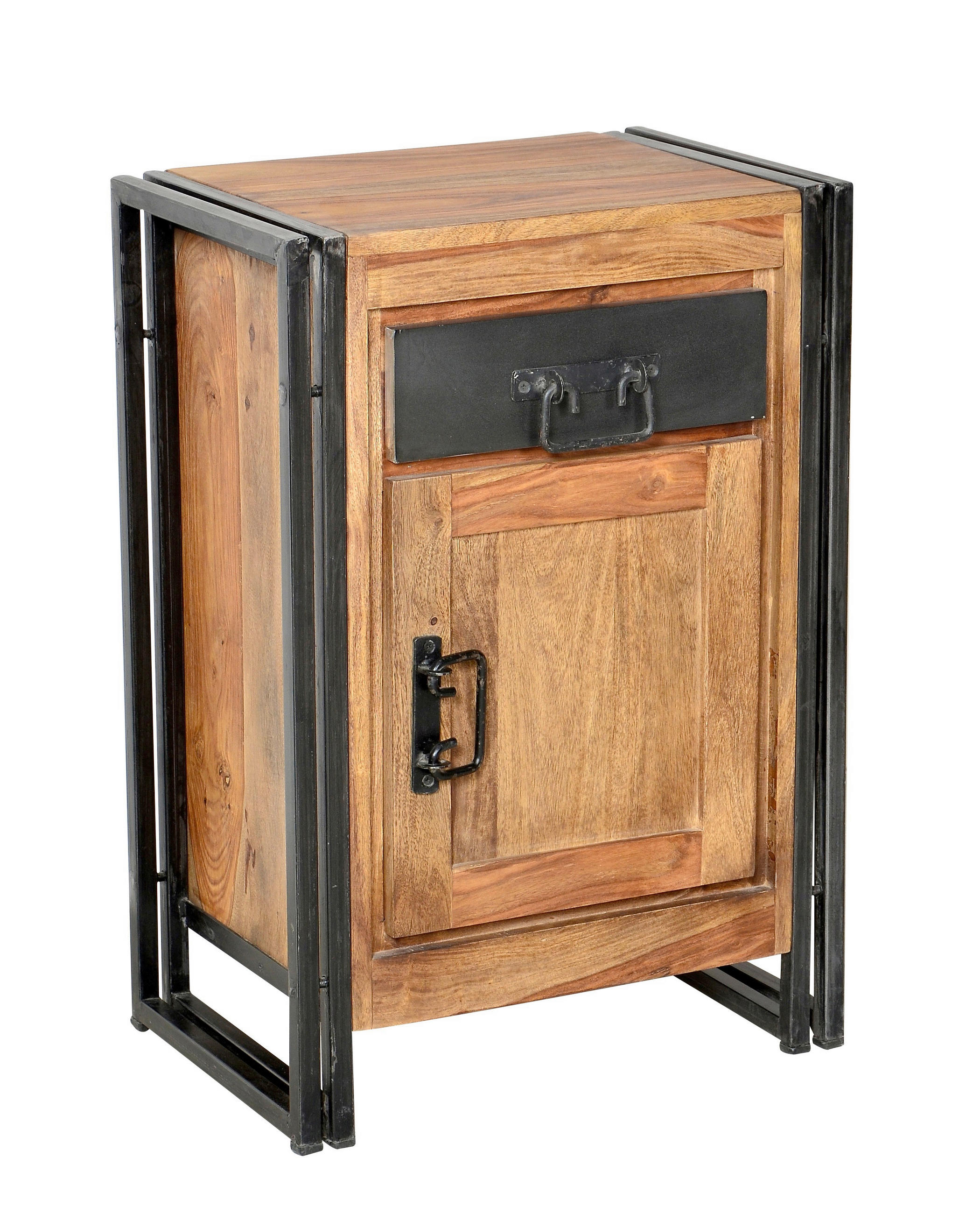 KOMMODE , 50/73/34 cm, 1 Schublade(n)  - Schwarz/Naturfarben, Design, Holz/Metall (50/73/34cm) - MID.YOU