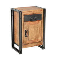 KOMMODE , 50/73/34 cm, 1 Schublade(n)  - Schwarz/Naturfarben, Design, Holz/Metall (50/73/34cm) - MID.YOU