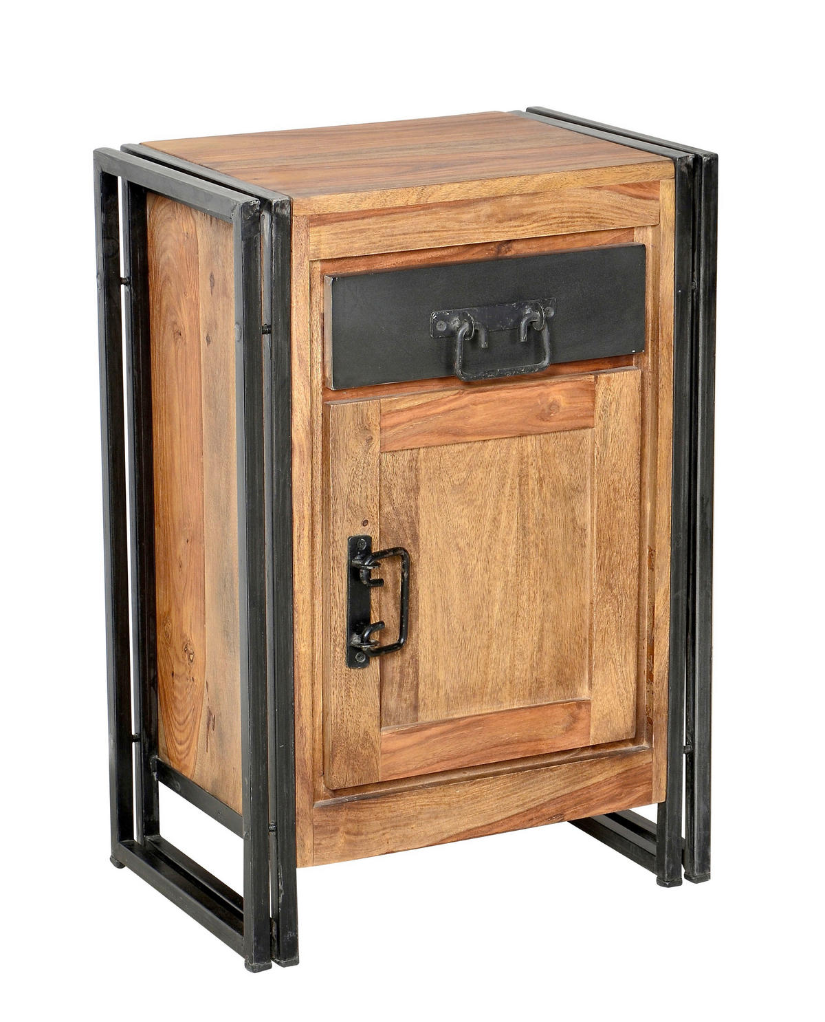 KOMMODE , 50/73/34 cm, 1 Schublade(n)  - Schwarz/Naturfarben, Design, Holz/Metall (50/73/34cm) - MID.YOU