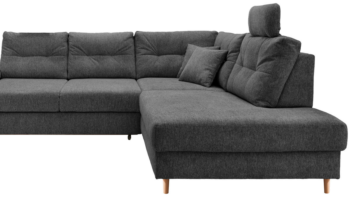 ECKSOFA in Chenille Anthrazit  - Anthrazit/Naturfarben, Modern, Holz/Textil (264/206cm) - Livetastic