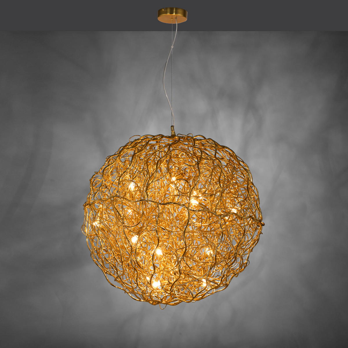 HÄNGELEUCHTE Sarea 75/75/300 cm   - Goldfarben, Design, Glas/Kunststoff (75/75/300cm) - Paul Neuhaus