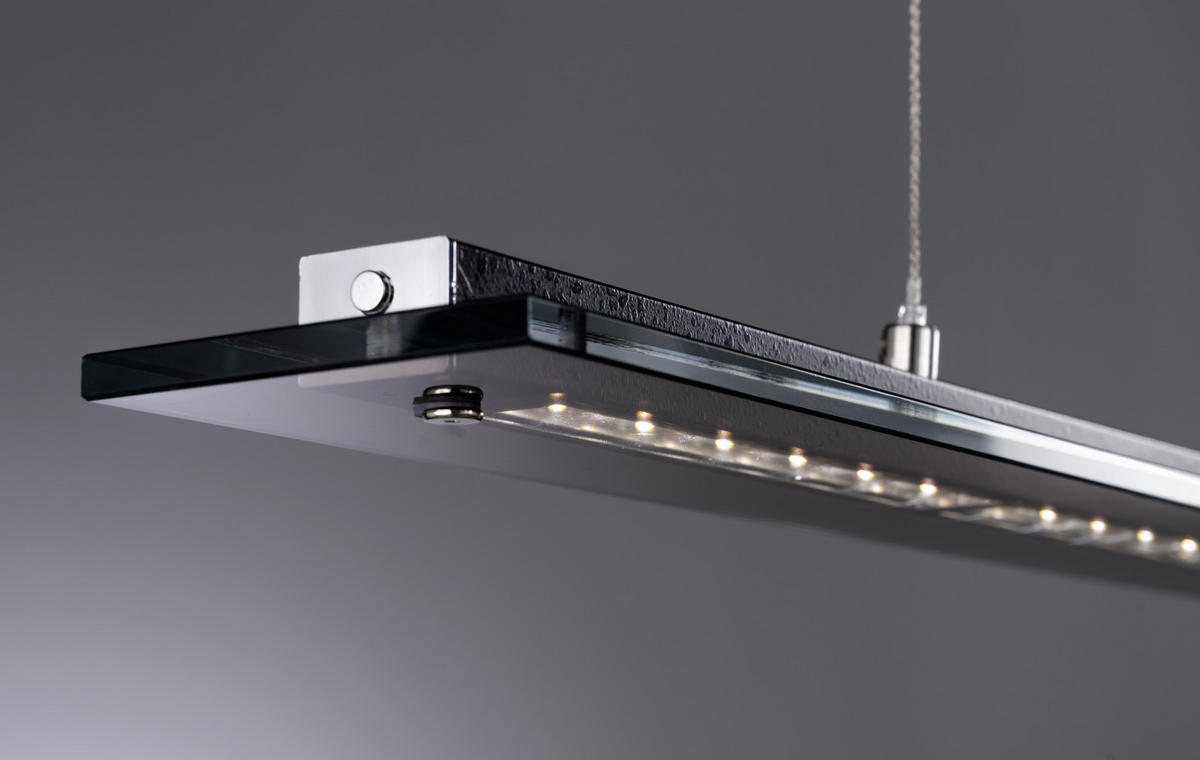 LED-HÄNGELEUCHTE 135/9/80-150 cm    - Chromfarben/Schwarz, Design, Glas/Metall (135/9/80-150cm) - Fischer & Honsel