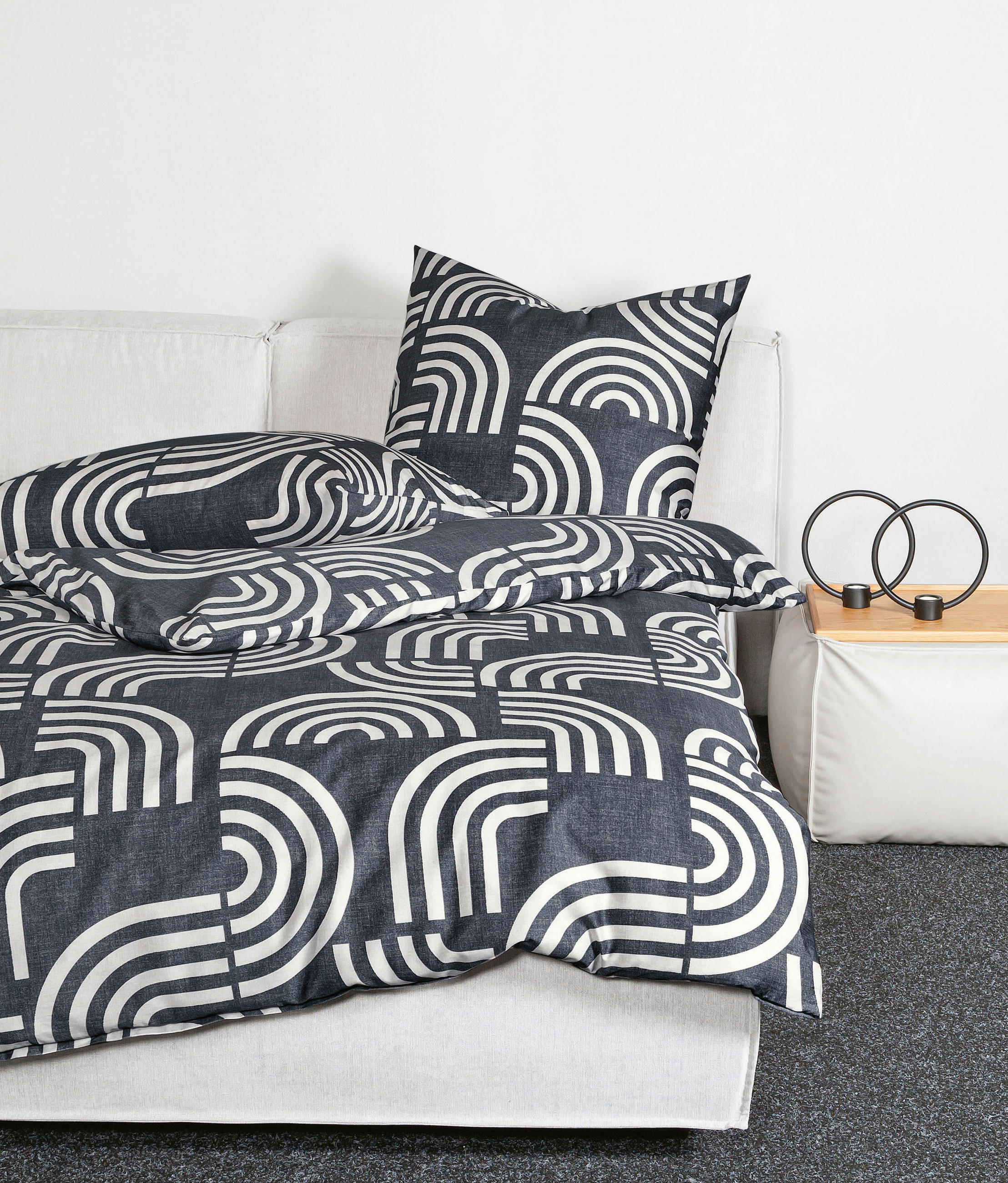 BETTWÄSCHE 155/220 cm Biber  - Graphitfarben, Design, Textil (155/220cm) - Janine