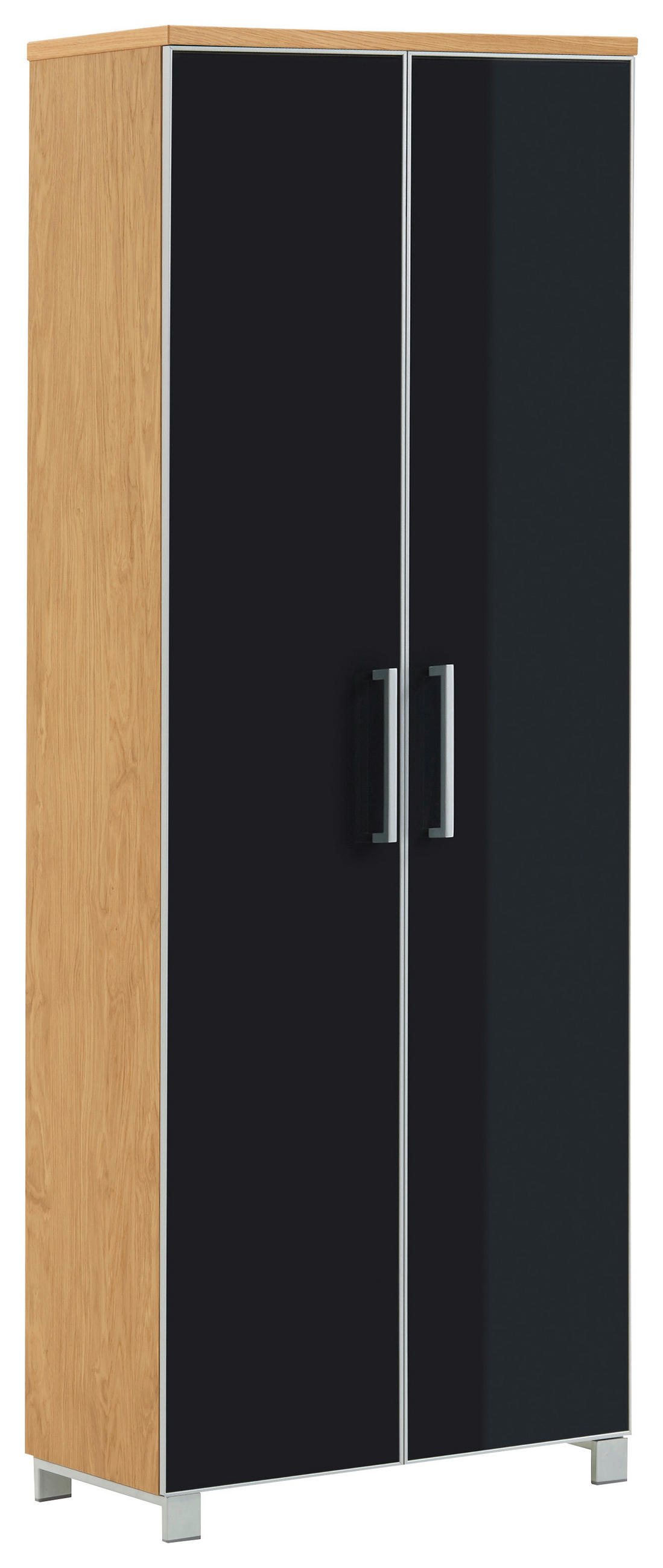 GARDEROBENSCHRANK 71/193/37 cm  - Chromfarben/Eichefarben, Design, Glas/Holz (71/193/37cm)