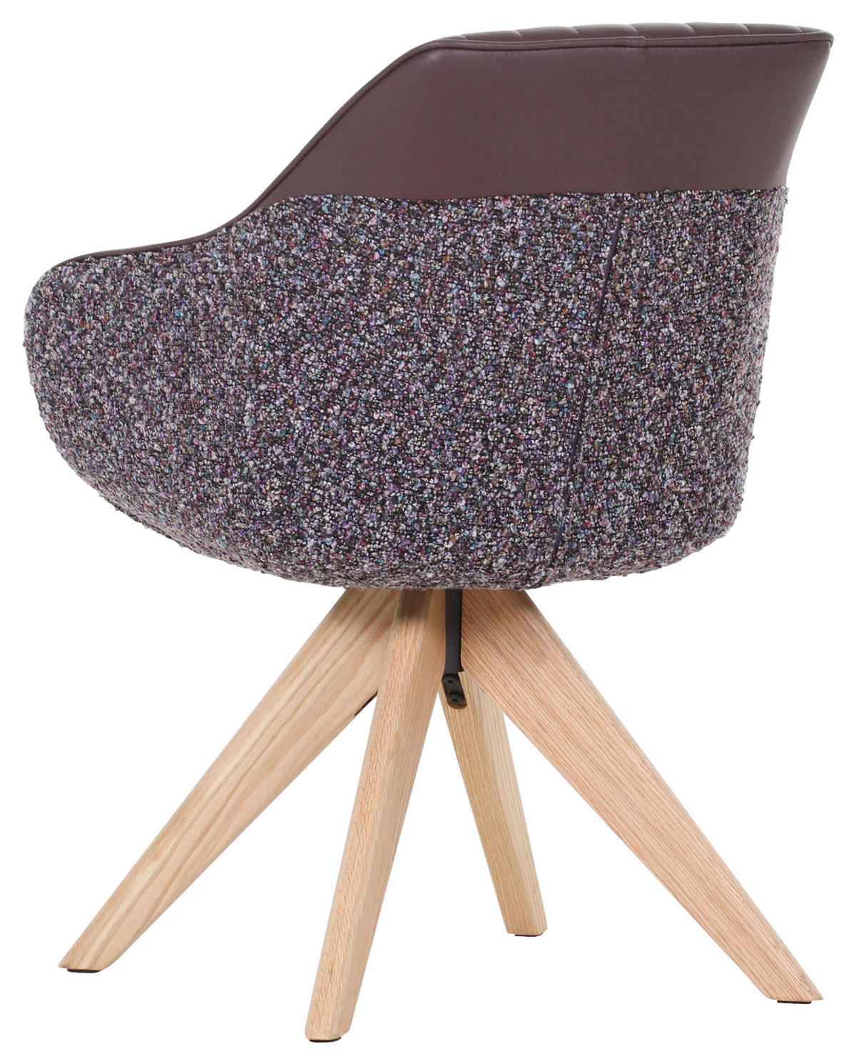 STOLIČKA S PODRÚČKAMI, ženilka, vzhľad kože, lila, farba duba - lila/farba duba, Konventionell, drevo/textil (60/83/65cm) - home24