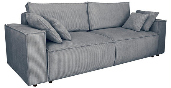 SCHLAFSOFA mit Liegefunktion, Schlafen auf Sitzhöhe, Rücken echt Cord Dunkelgrau - Dunkelgrau/Schwarz, KONVENTIONELL, Kunststoff/Textil (240/89/100cm) - Carryhome