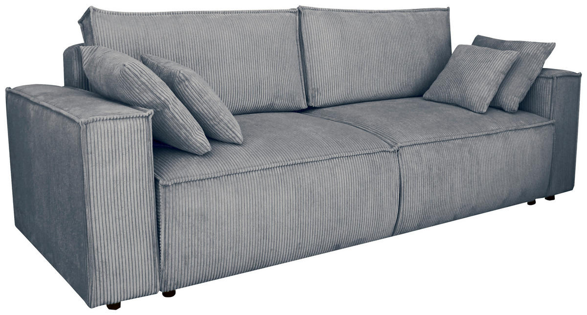 SCHLAFSOFA  mit Liegefunktion, Schlafen auf Sitzhöhe, Rücken echt Cord Dunkelgrau  - Dunkelgrau/Schwarz, KONVENTIONELL, Kunststoff/Textil (240/89/100cm) - Carryhome