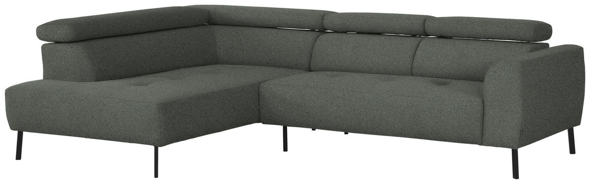 ECKSOFA in Struktur Grau  - Schwarz/Grau, Design, Textil/Metall (205/280cm) - Xora