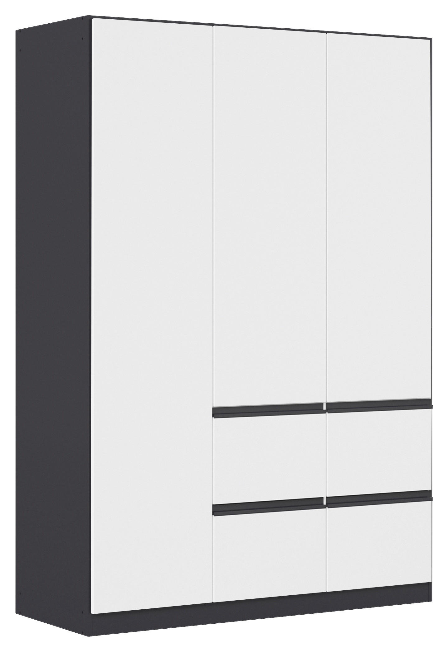 KLEIDERSCHRANK 3-türig Grau, Weiß  - Weiß/Grau, KONVENTIONELL, Holzwerkstoff/Kunststoff (136/197/54cm) - Xora
