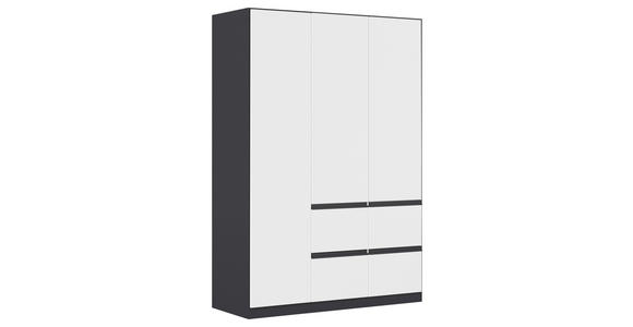 KLEIDERSCHRANK 3-türig Grau, Weiß  - Weiß/Grau, KONVENTIONELL, Holzwerkstoff/Kunststoff (136/197/54cm) - Xora