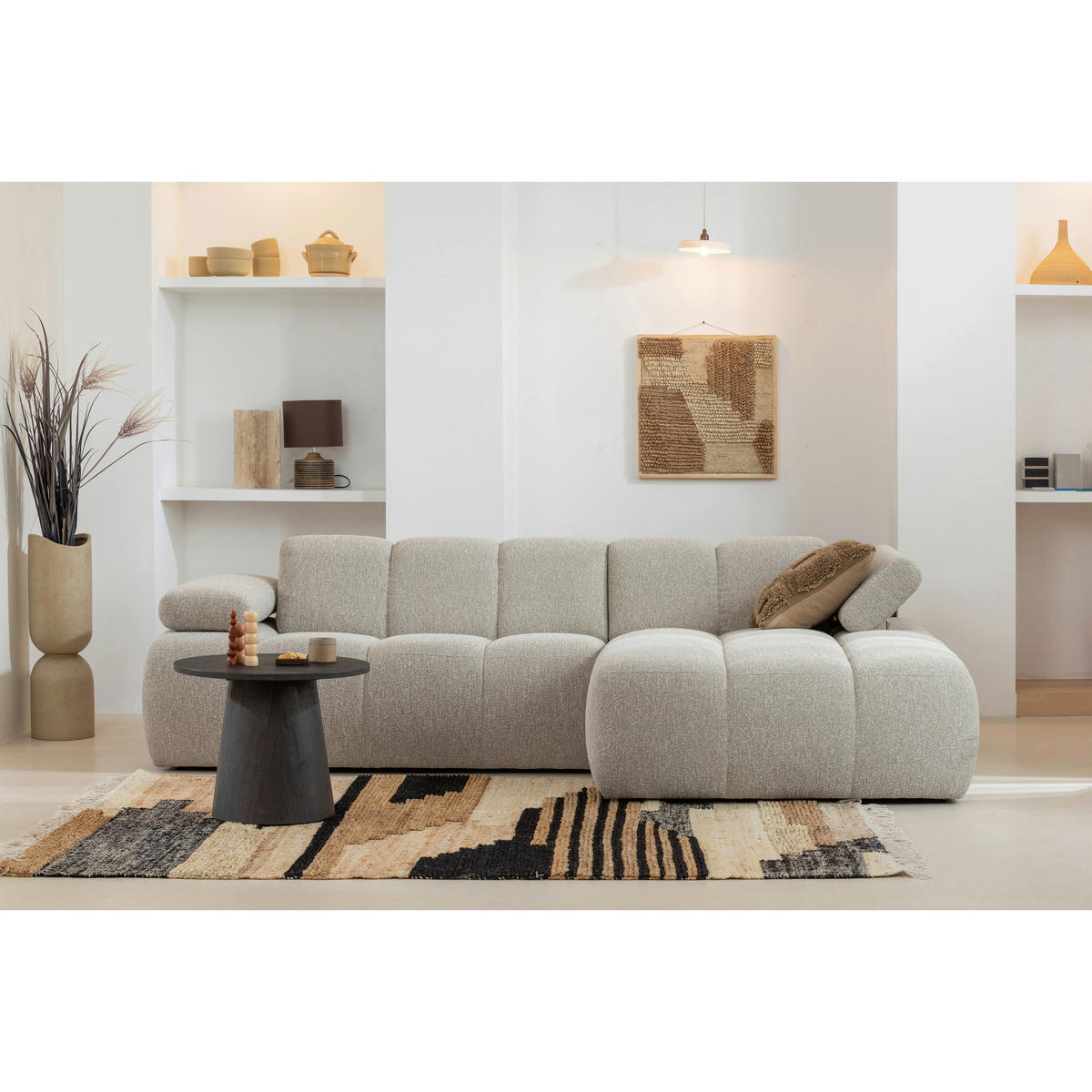 SOFAELEMENT Mojo in Bouclé Beige  - Beige/Schwarz, Design, Textil (162/74/124cm) - Livetastic